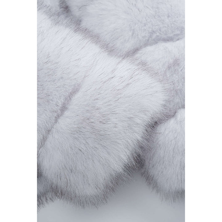 Women's White Faux Fur Jacket, detail view