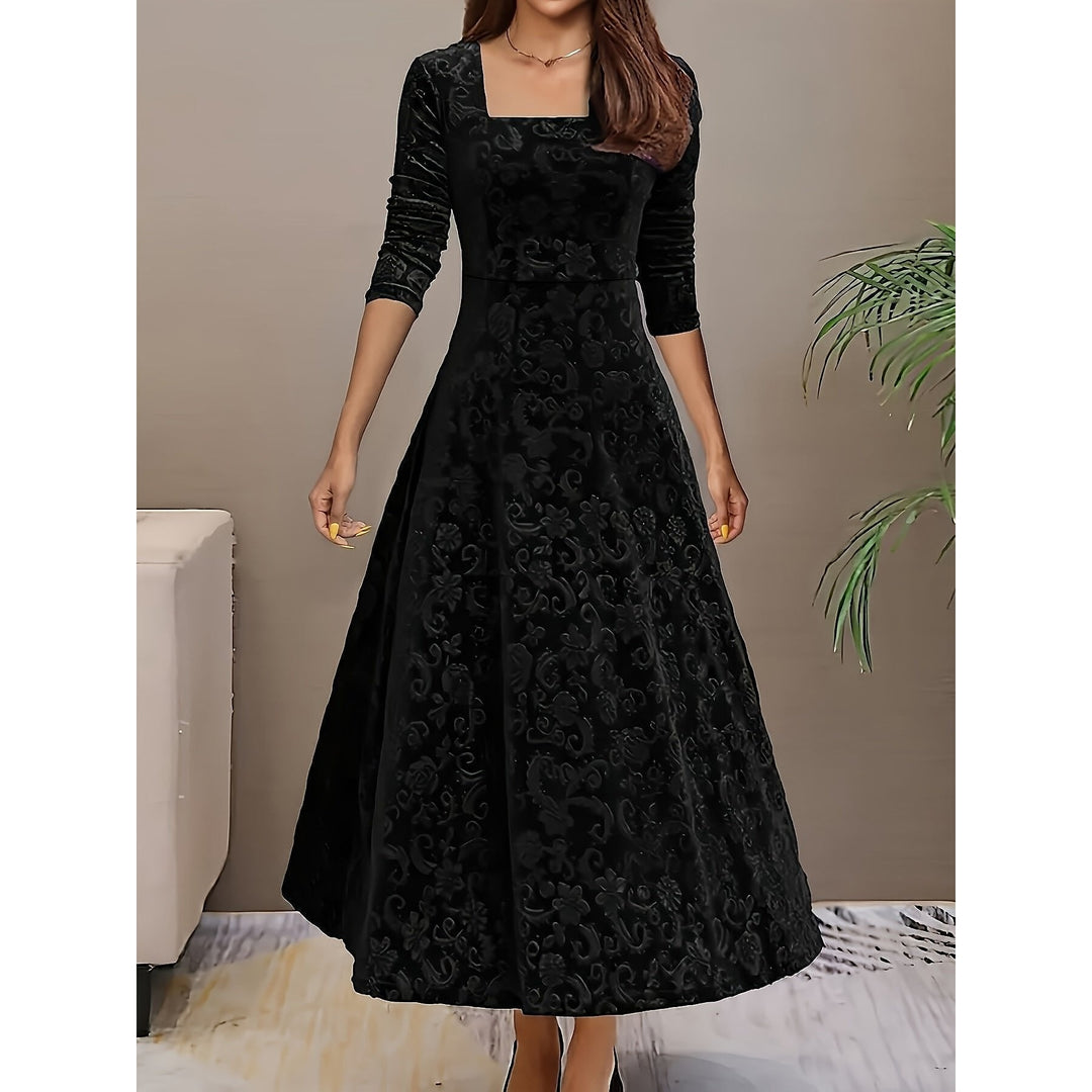Women's Embossed Velvet Midi Dress, front view