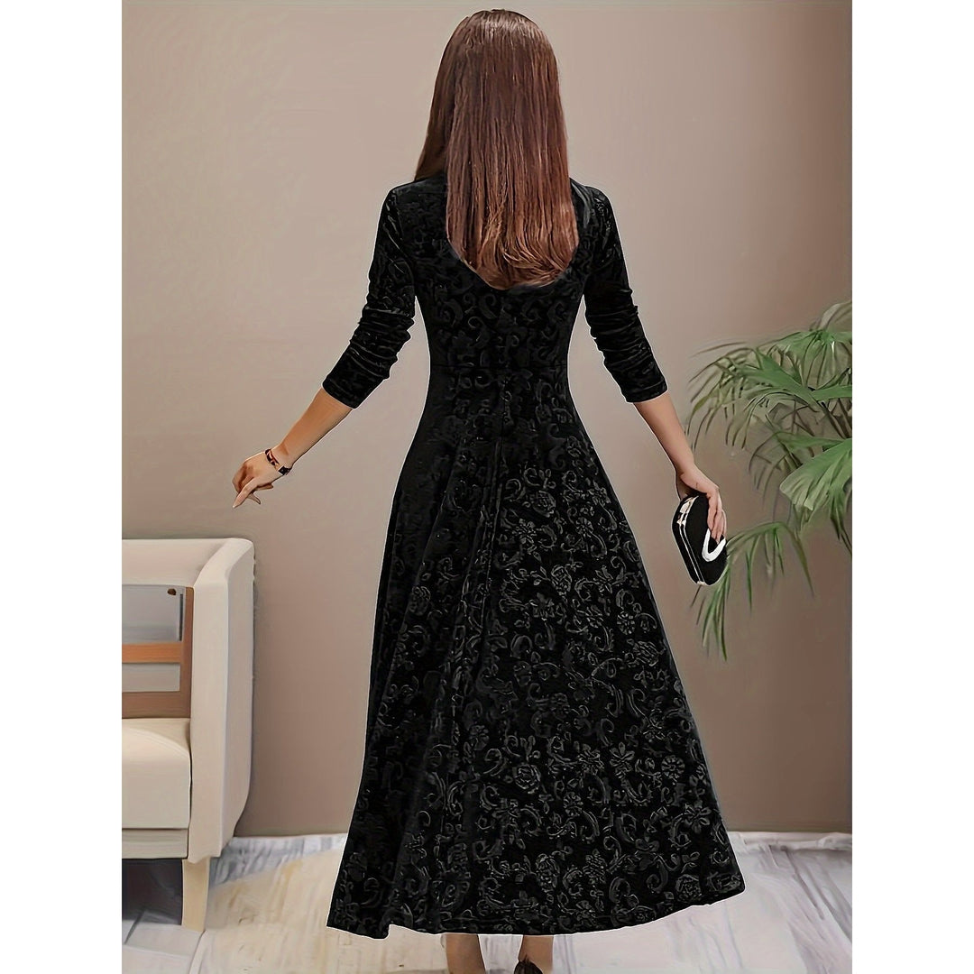 Women's Embossed Velvet Midi Dress, back view