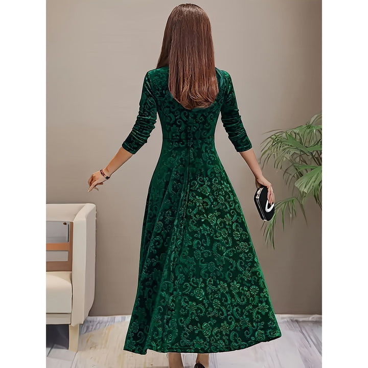 Women's Embossed Velvet Midi Dress, back view 4