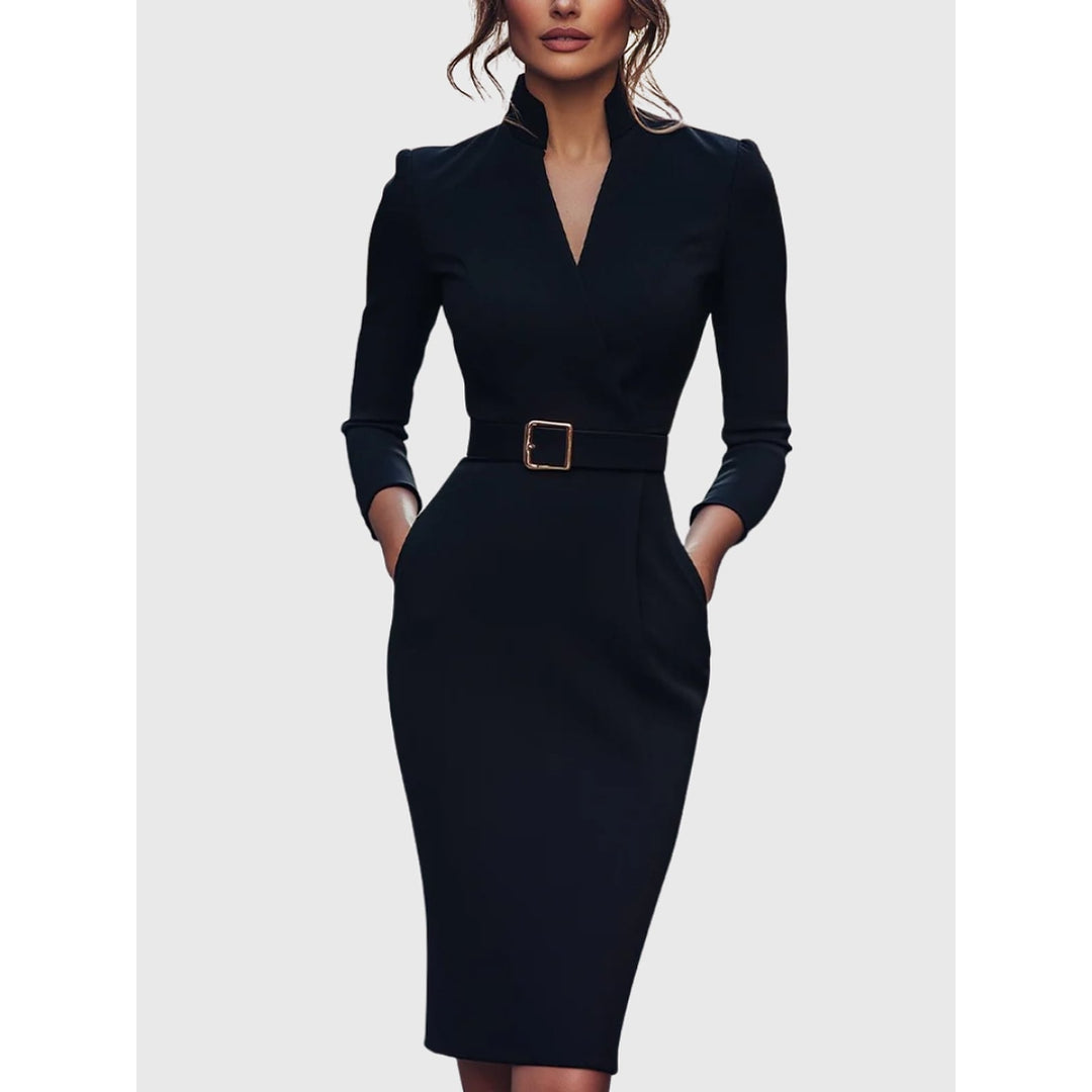 Women's Sheath Dress in Black, front view