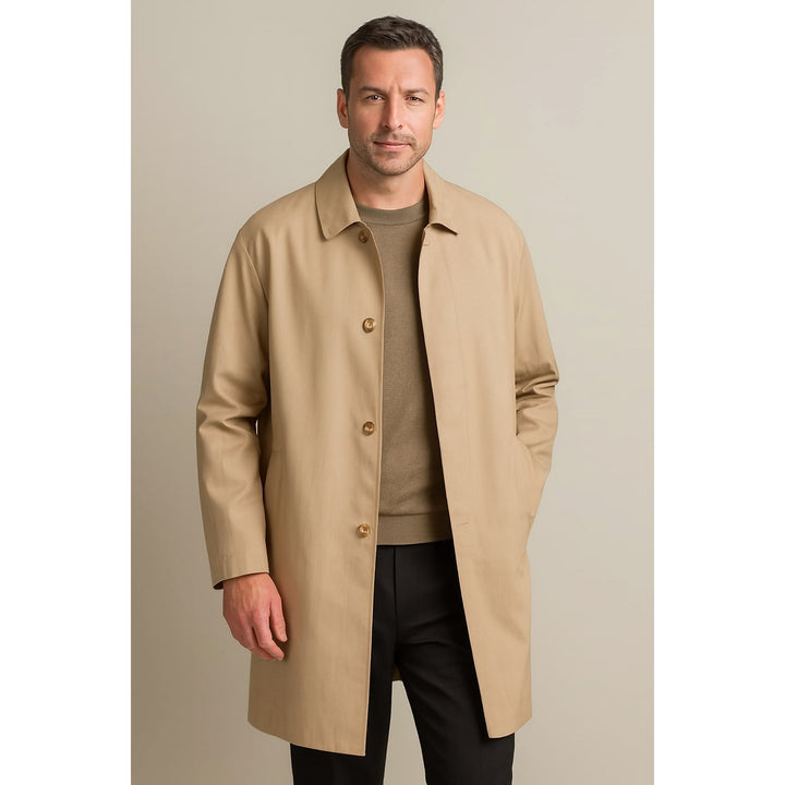 Men's Single Breasted Coat in Khaki, front view