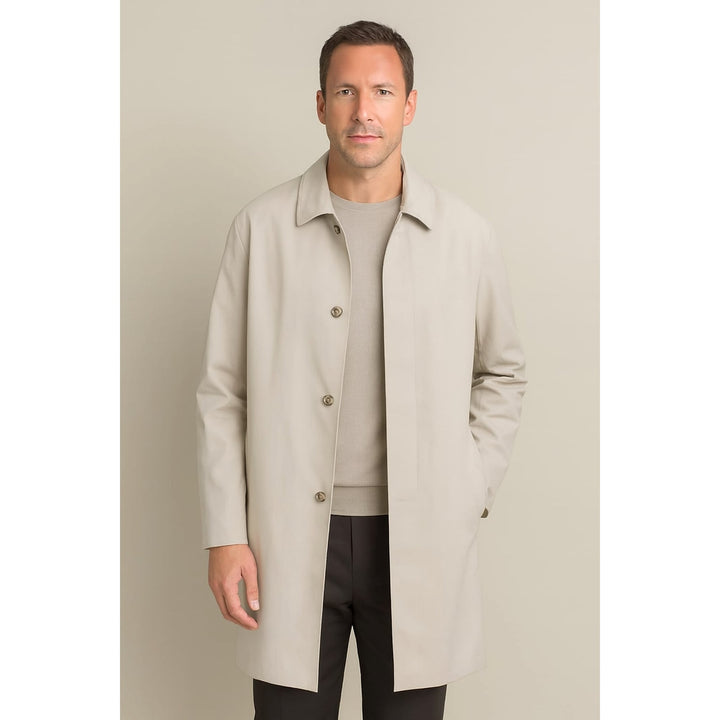 Men's Single Breasted Coat in Beige, front view