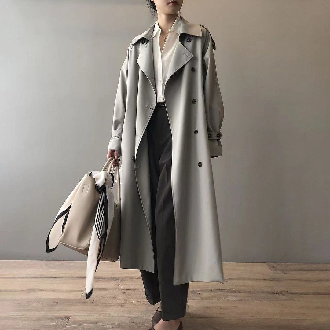 Women's Double Breasted Trench Coat, front view
