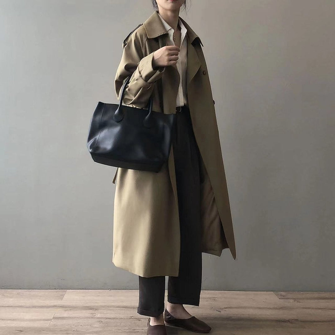 Women's Double Breasted Trench Coat, front view 2