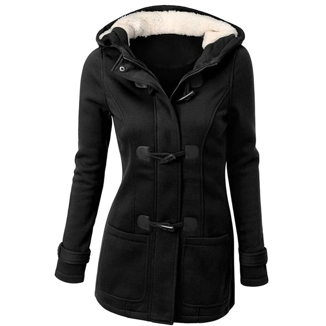 Women's Duffle Coat in Black, front view