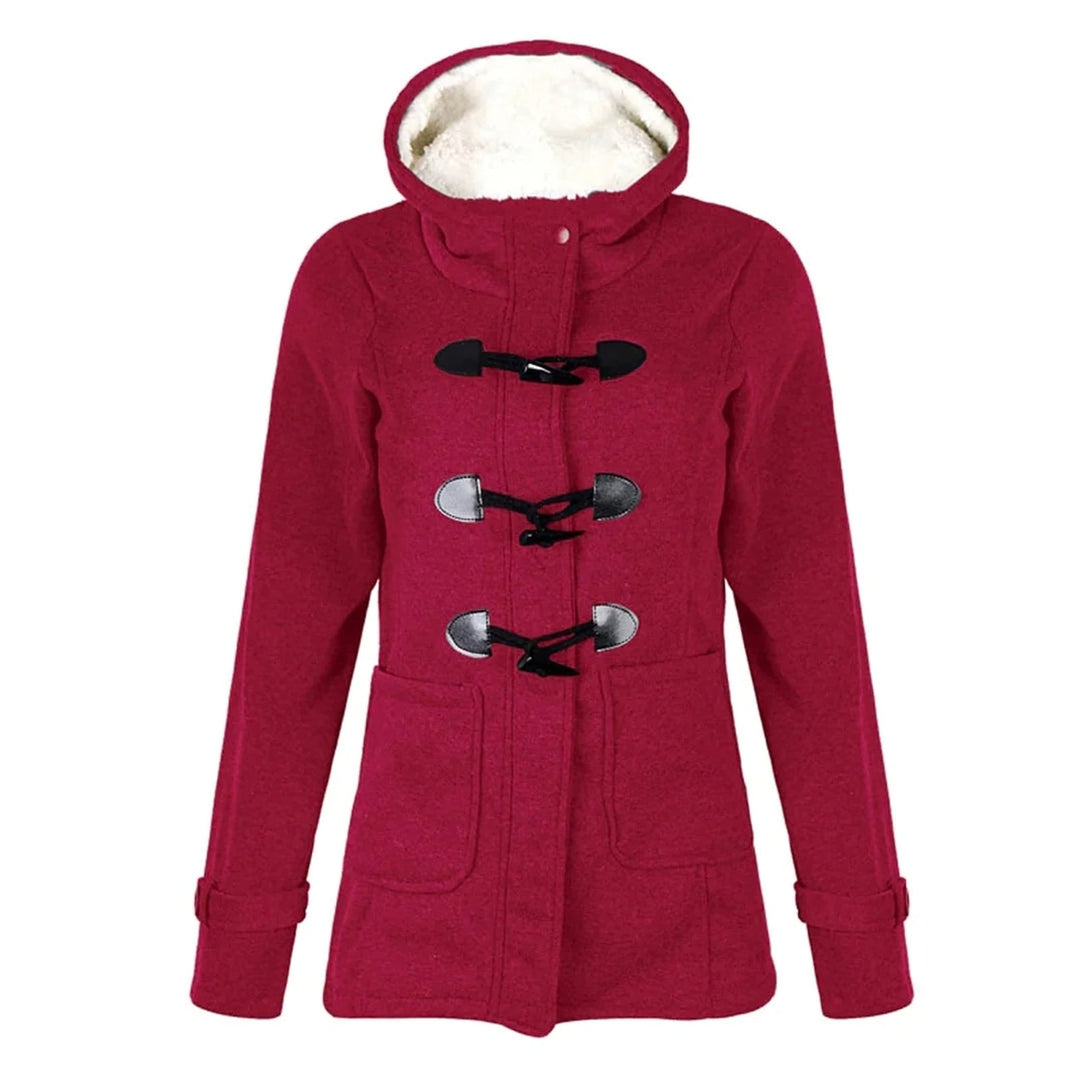 Women's Duffle Coat in Red, front view
