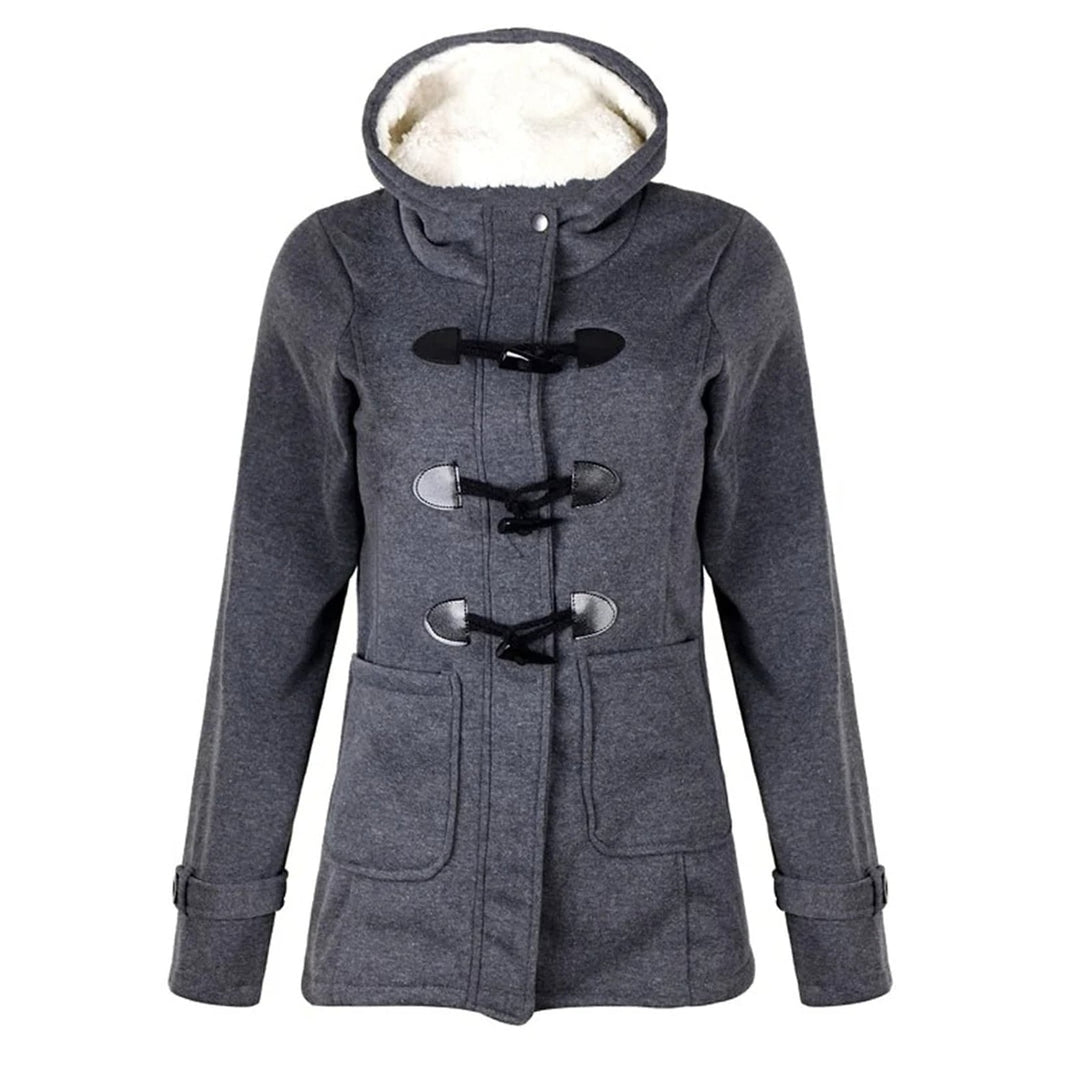 Women's Duffle Coat in Dark Gray, front view