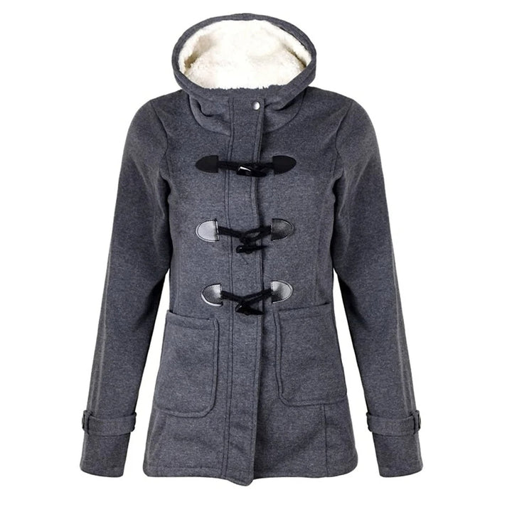 Women's Duffle Coat in Dark Gray, front view