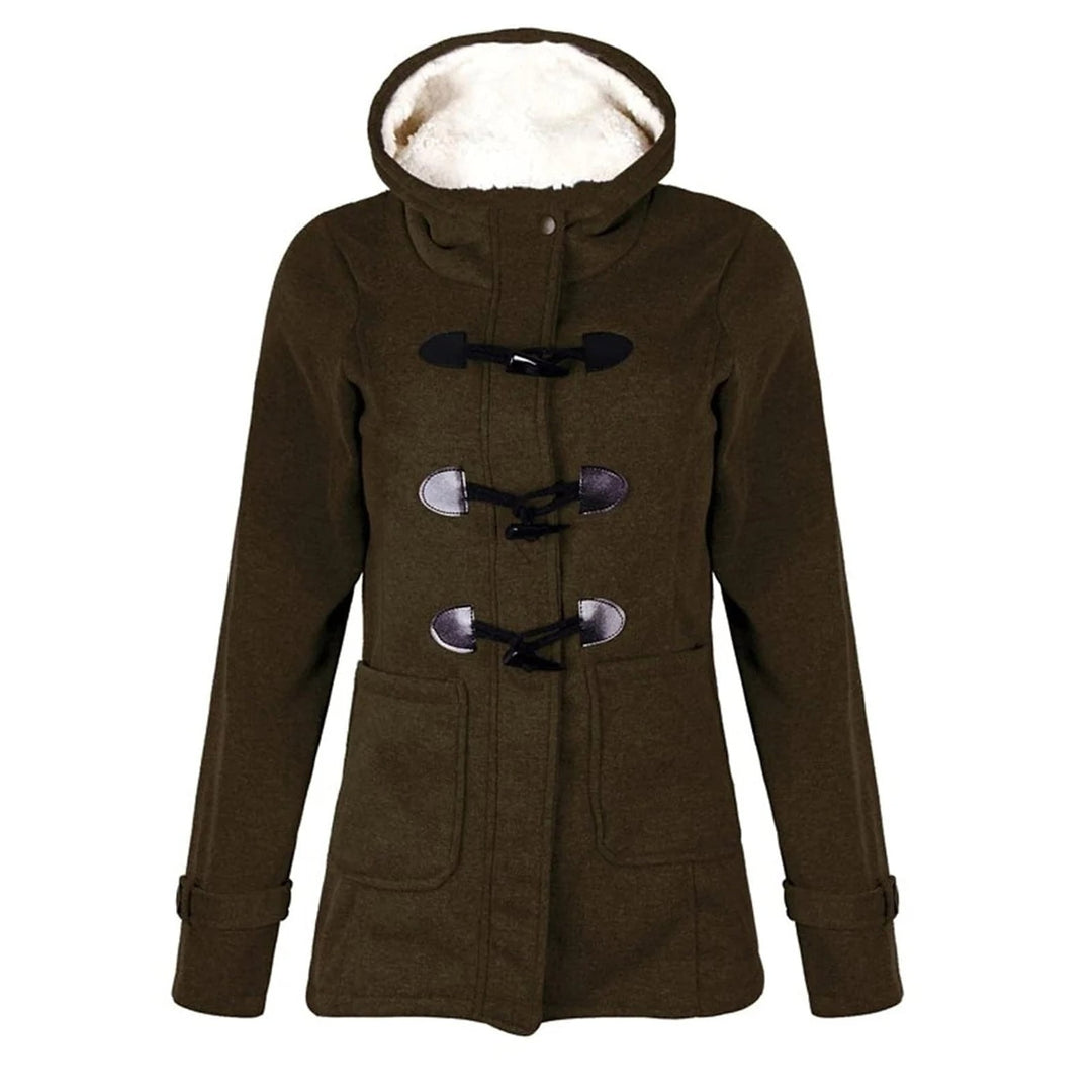 Women's Duffle Coat in Olive, front view