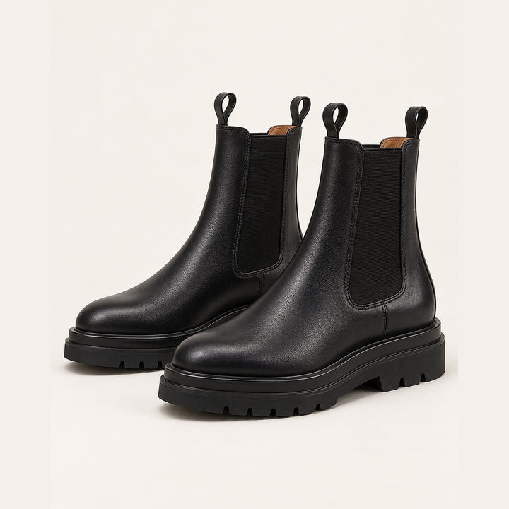 Women's Black Chelsea Boots, front view 2