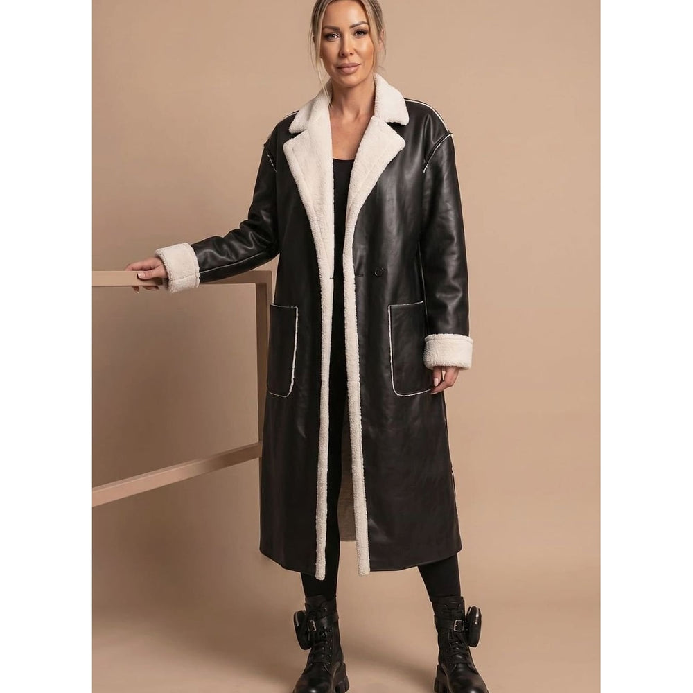 Women's Faux Leather Coat, front view