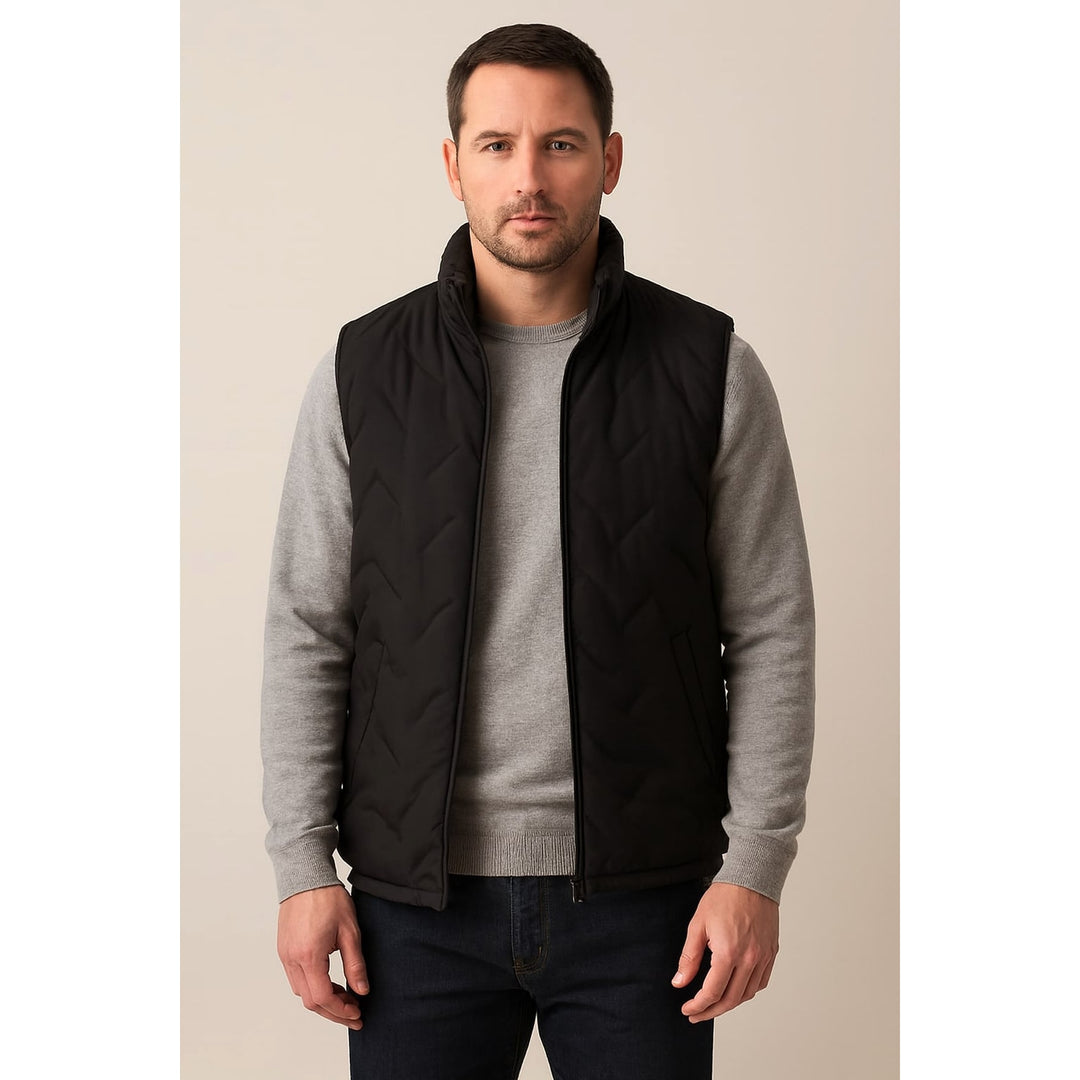 Men's Sherpa Lined Vest in Black, front view