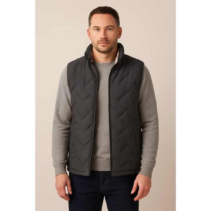 Men's Sherpa Lined Vest in Charcoal, front view