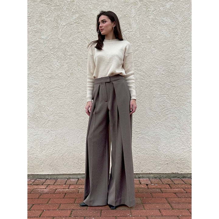 Women's Palazzo Pants in Dark Brown, front view