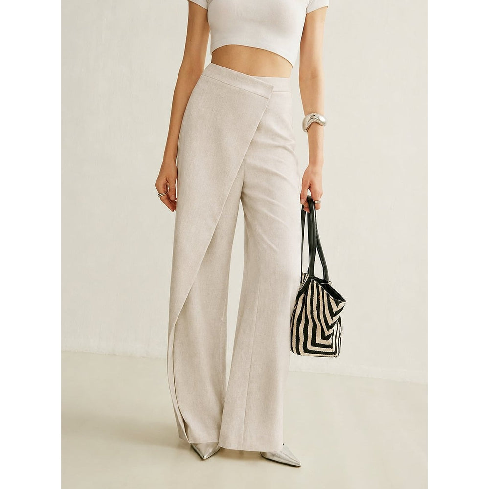 Women's Wrap Wide Leg Pants in Peach, front view
