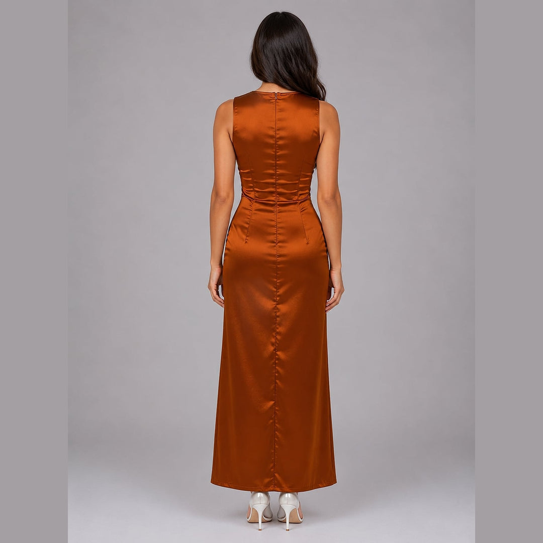 Women's Satin Maxi Dress, back view