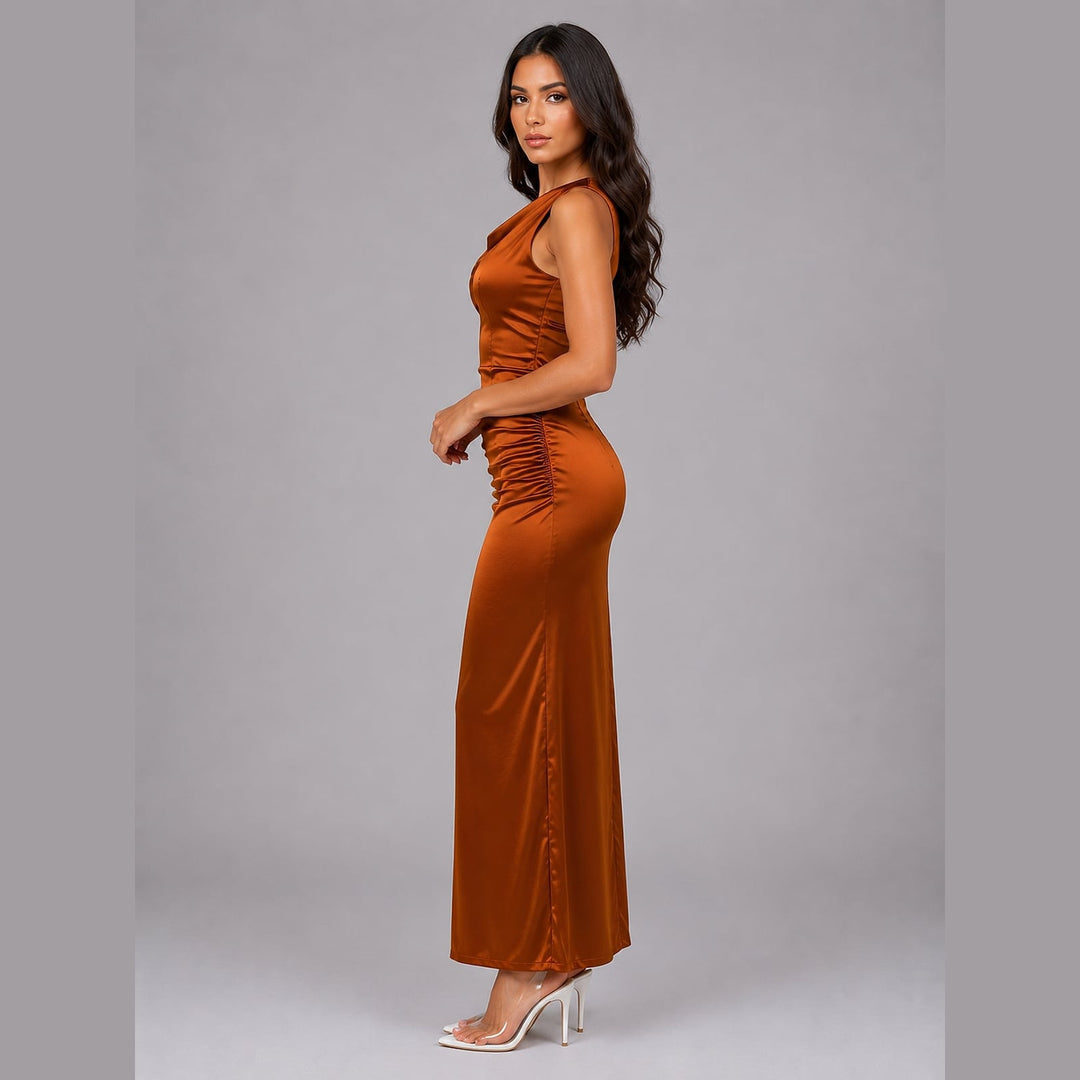 Women's Satin Maxi Dress, side view
