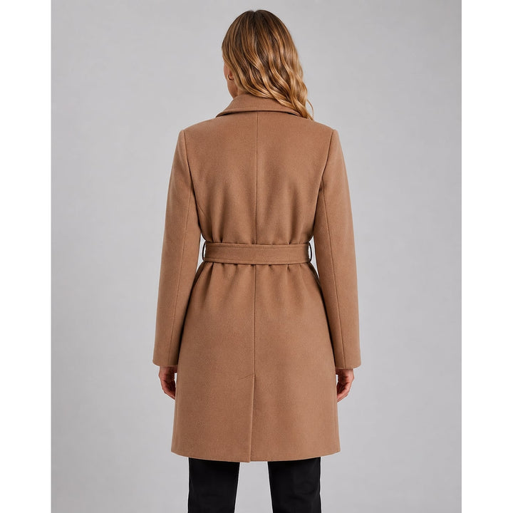 Women's Long Wrap Coat, back view