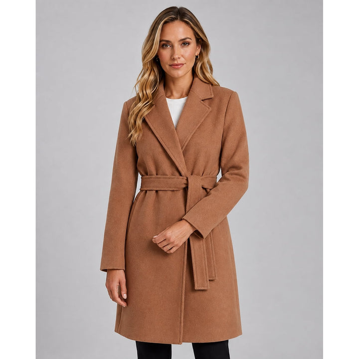 Women's Long Wrap Coat, front view