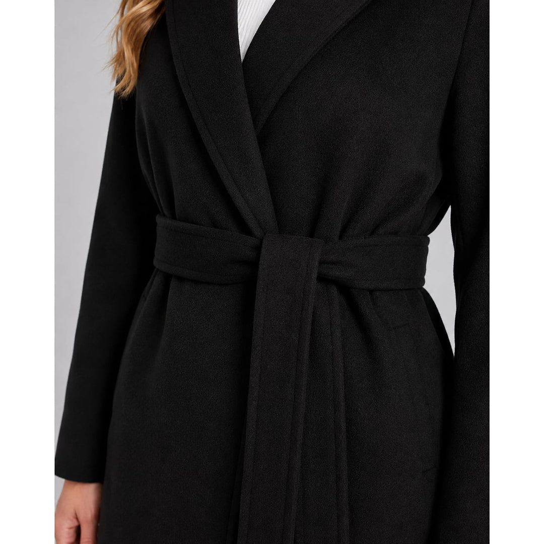 Women's Long Wrap Coat, detail view