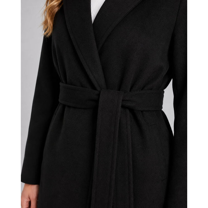 Women's Long Wrap Coat, detail view