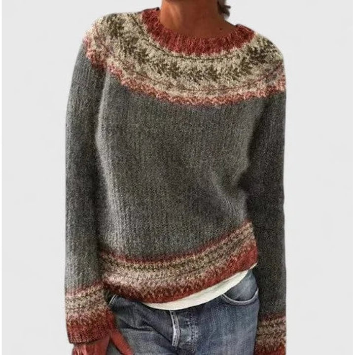 Women's Fair Isle Sweater in Charcoal, front view