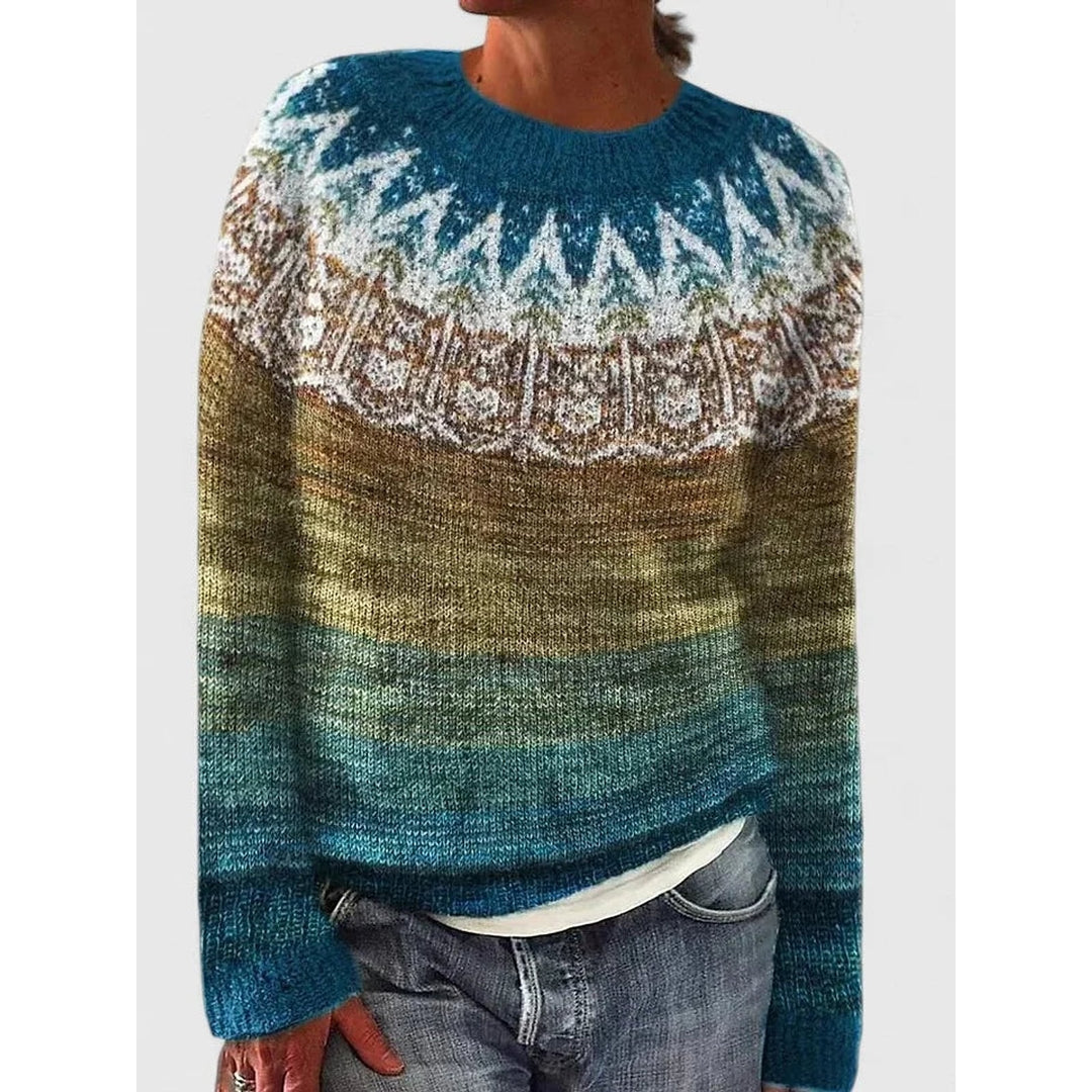 Women's Fair Isle Sweater in Ocean Green, front view