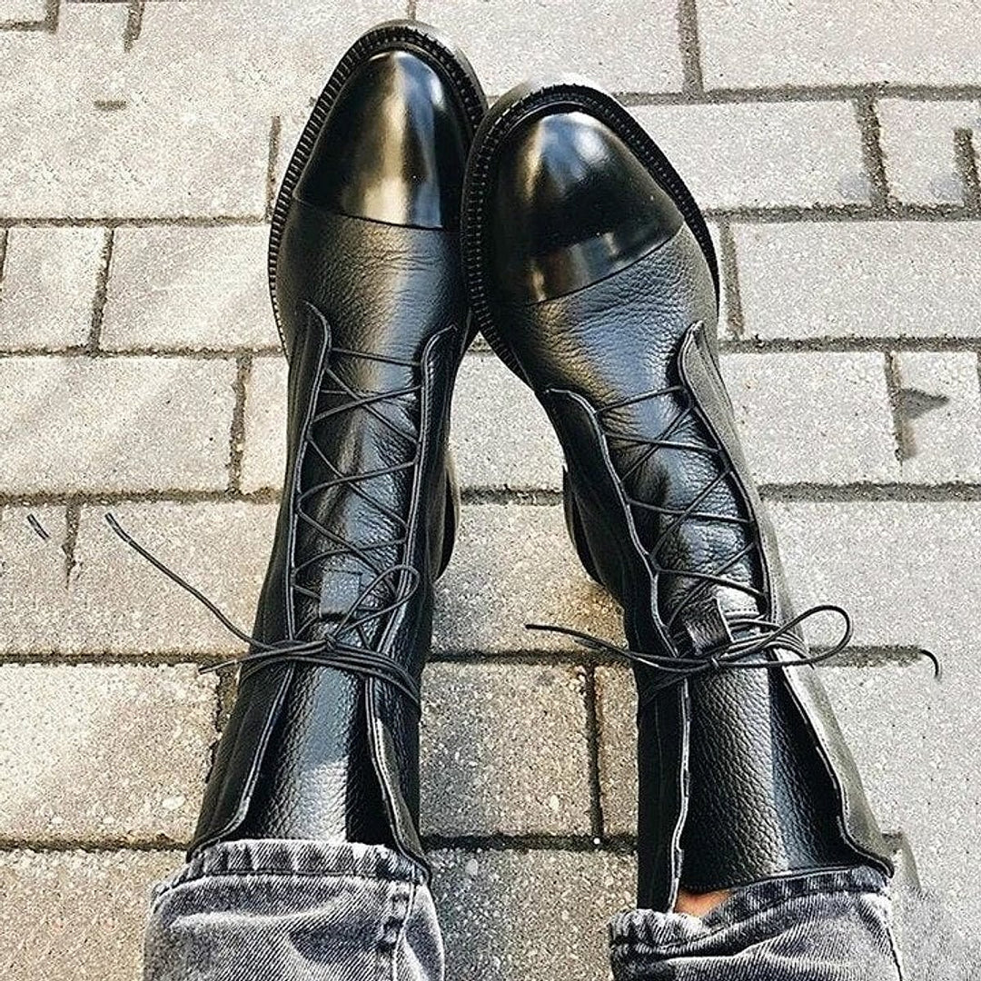 Women’s Waterproof Lace Up Boots in Black, detail view