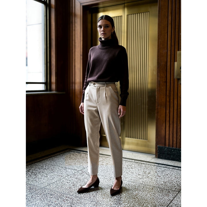 Women's Herringbone Pants in Beige, front view