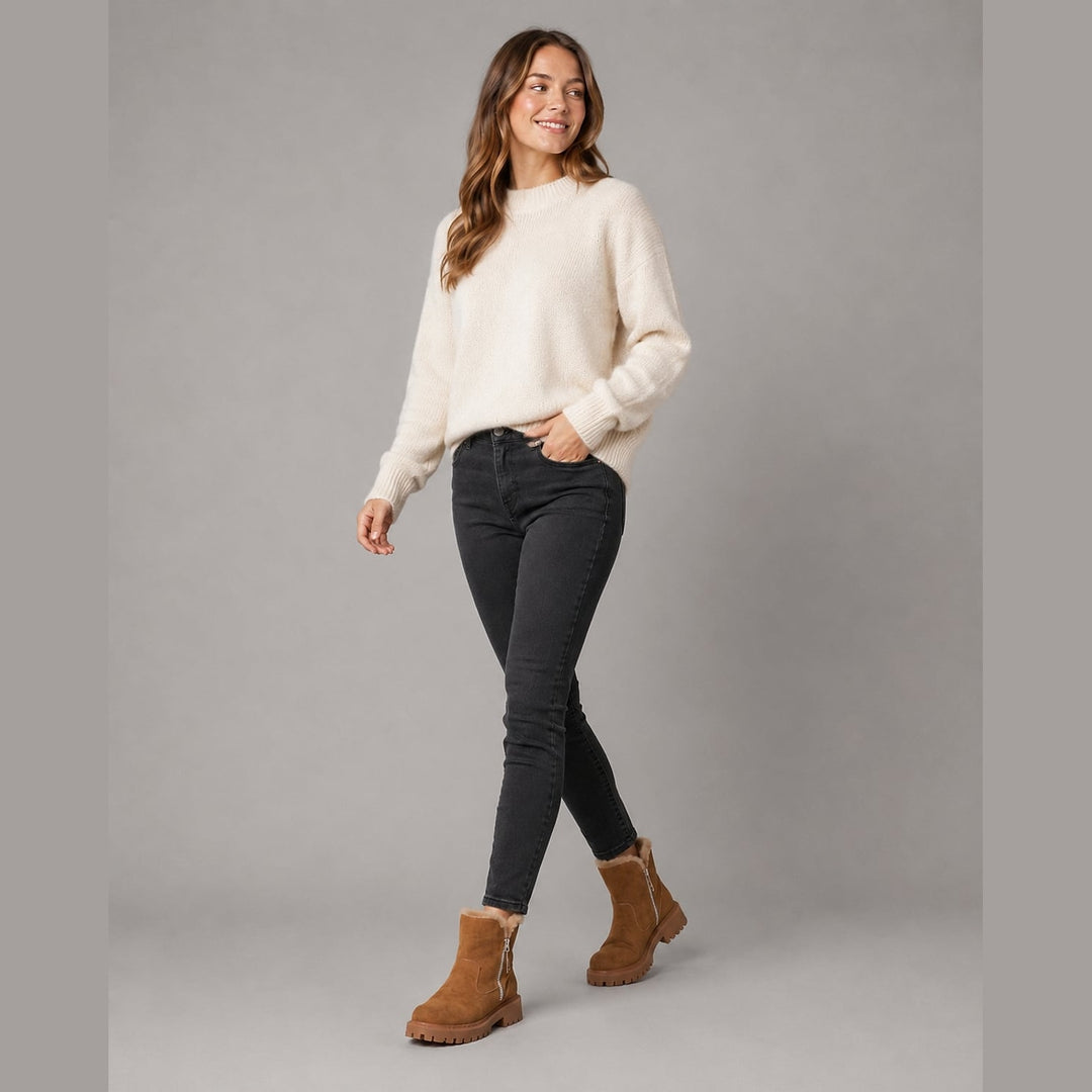 Women's Faux Fur Lined Ankle Boots, front view 2