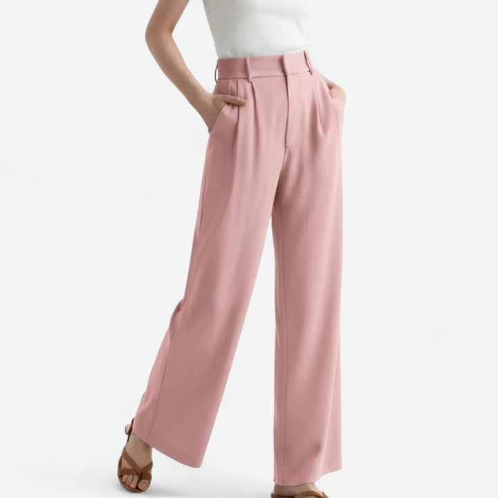 Women’s Tailored Wide Leg Pants in Pink, front view