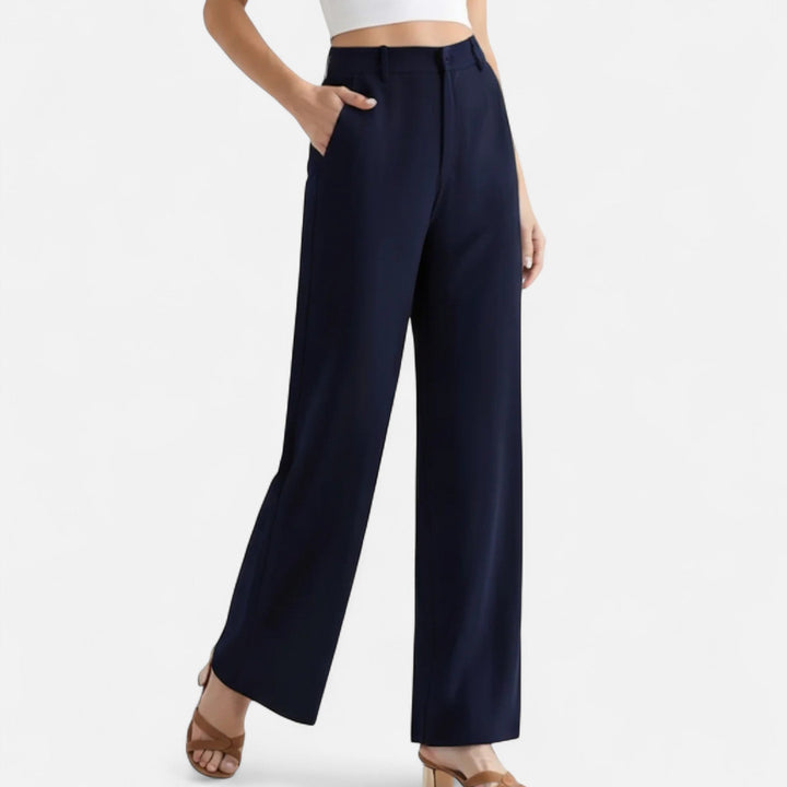 Women’s Tailored Wide Leg Pants in Navy, front view