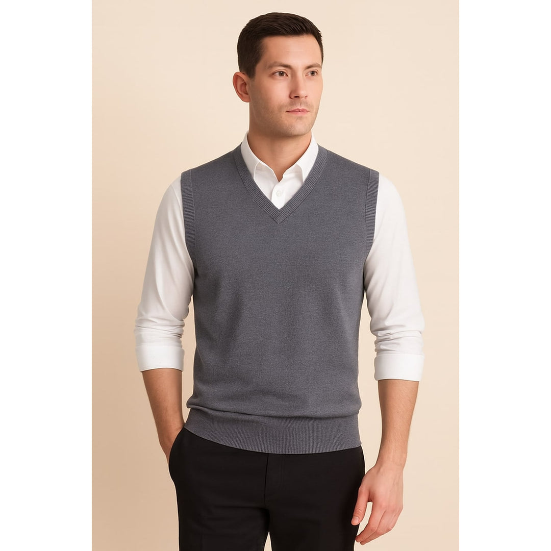 Men's Sweater Vest in Gray, front view