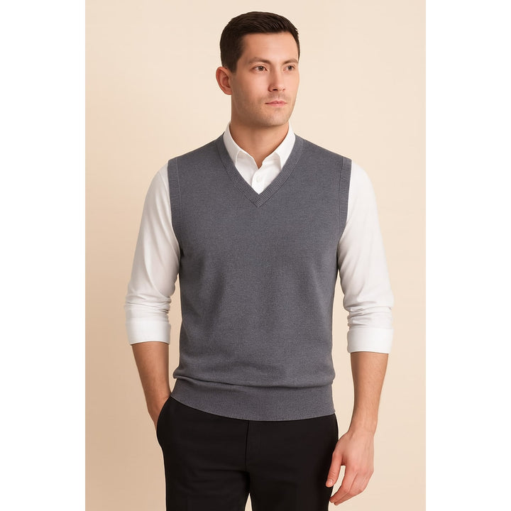 Men's Sweater Vest in Gray, front view