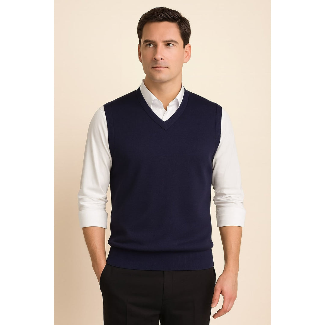 Men's Sweater Vest in Blue, front view