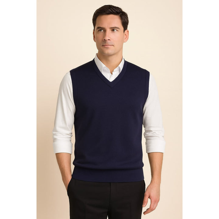 Men's Sweater Vest in Blue, front view