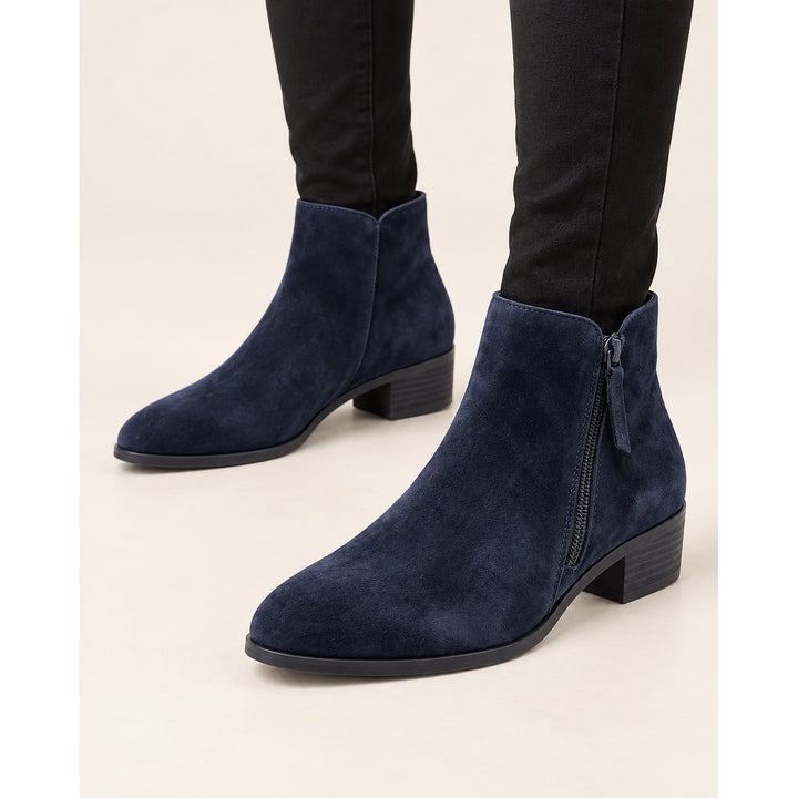 Women's Wide Fit Ankle Boots in Blue, front view