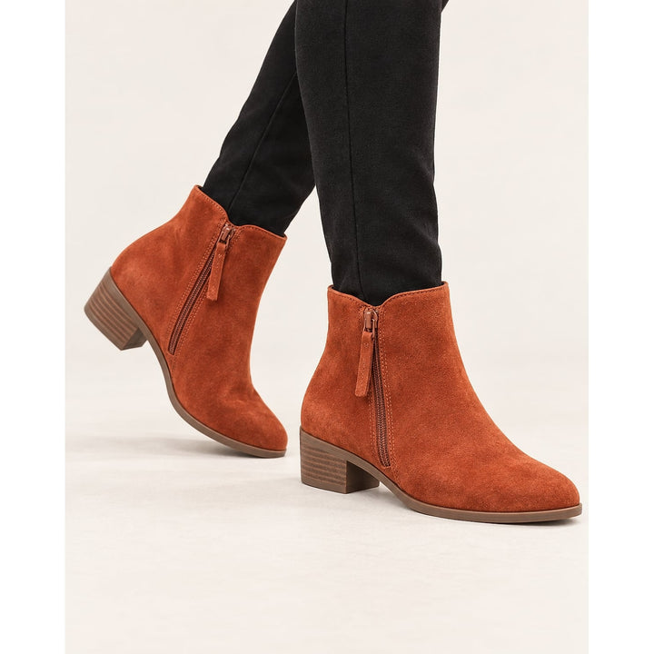 Women's Wide Fit Ankle Boots in Orange, front view