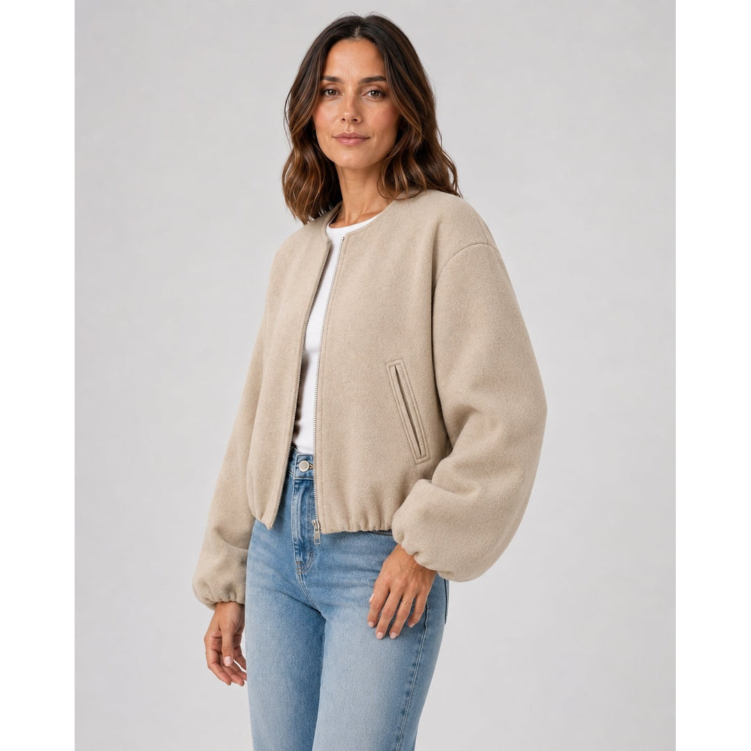 Women's Cropped Bomber Jacket, front view