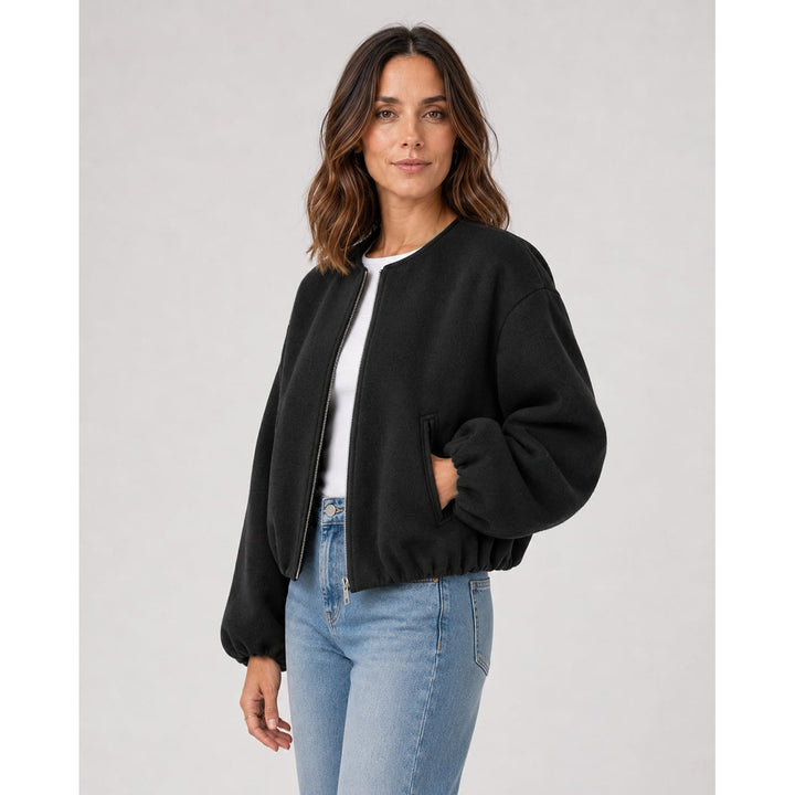 Women's Cropped Bomber Jacket, front view 2