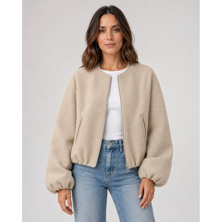 Women's Cropped Bomber Jacket, front view 3