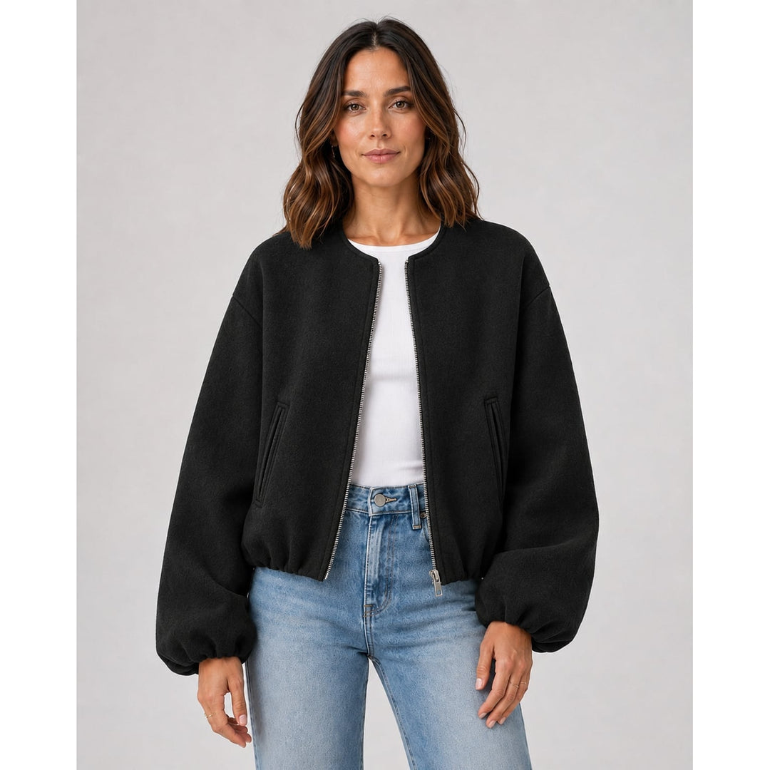 Women's Cropped Bomber Jacket, detail view