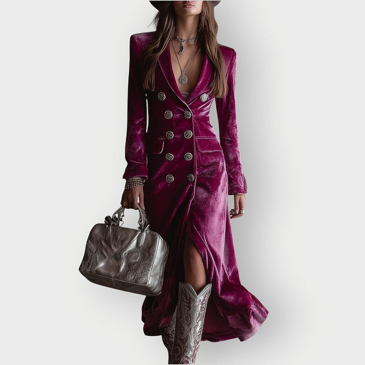 Women's Velvet Dress in Lilac, front view