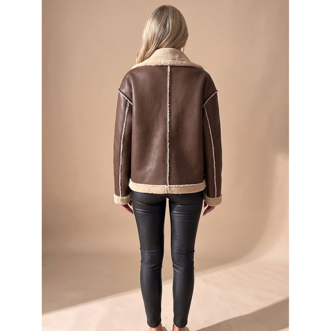 Women's Faux Leather Jacket, back view