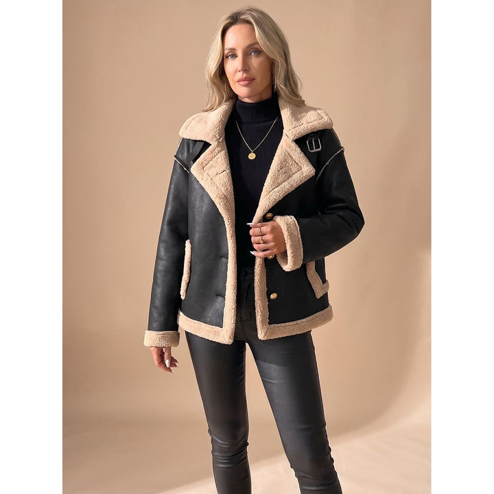 Women's Faux Leather Jacket, front view 2