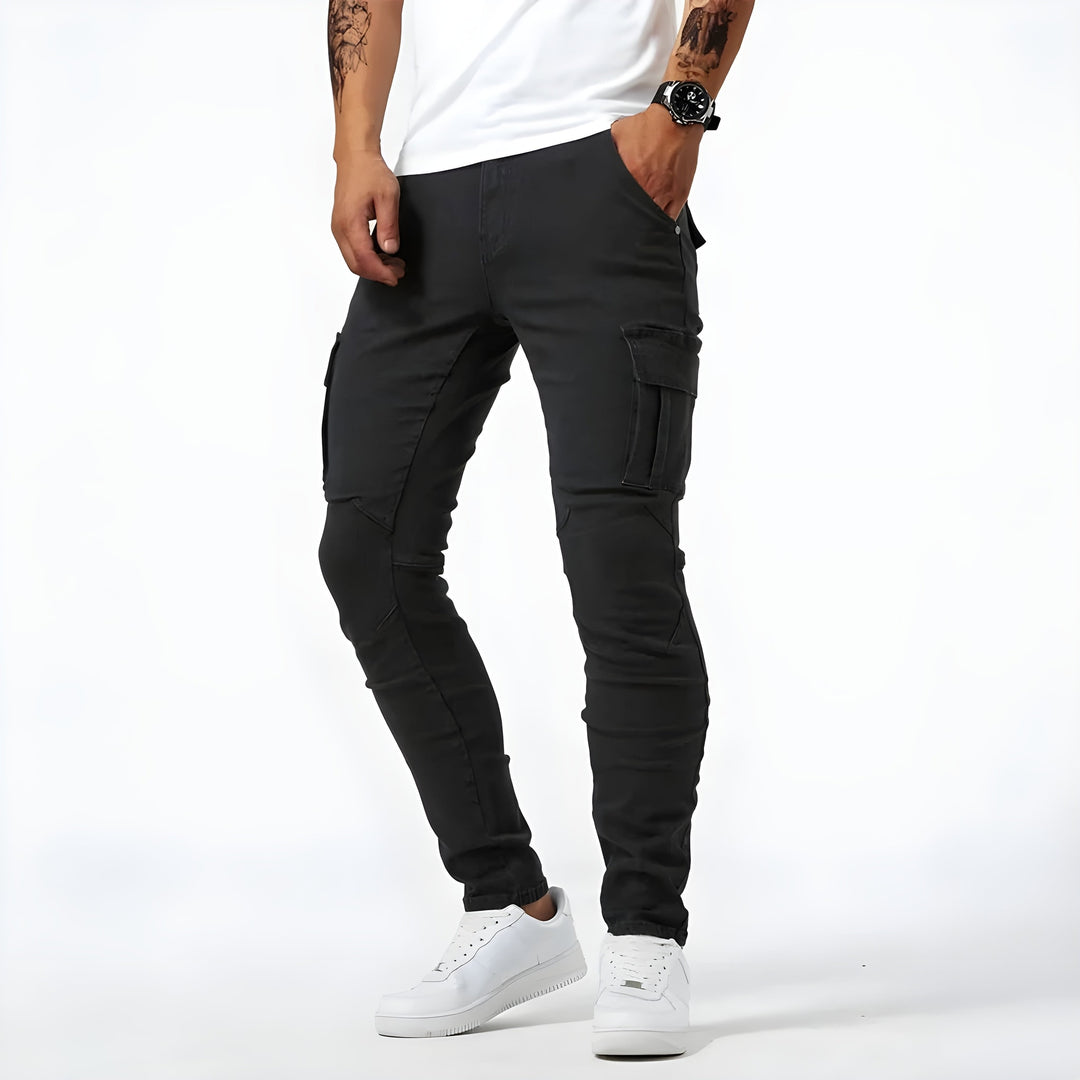 Men’s Cargo Pants in Black, front view