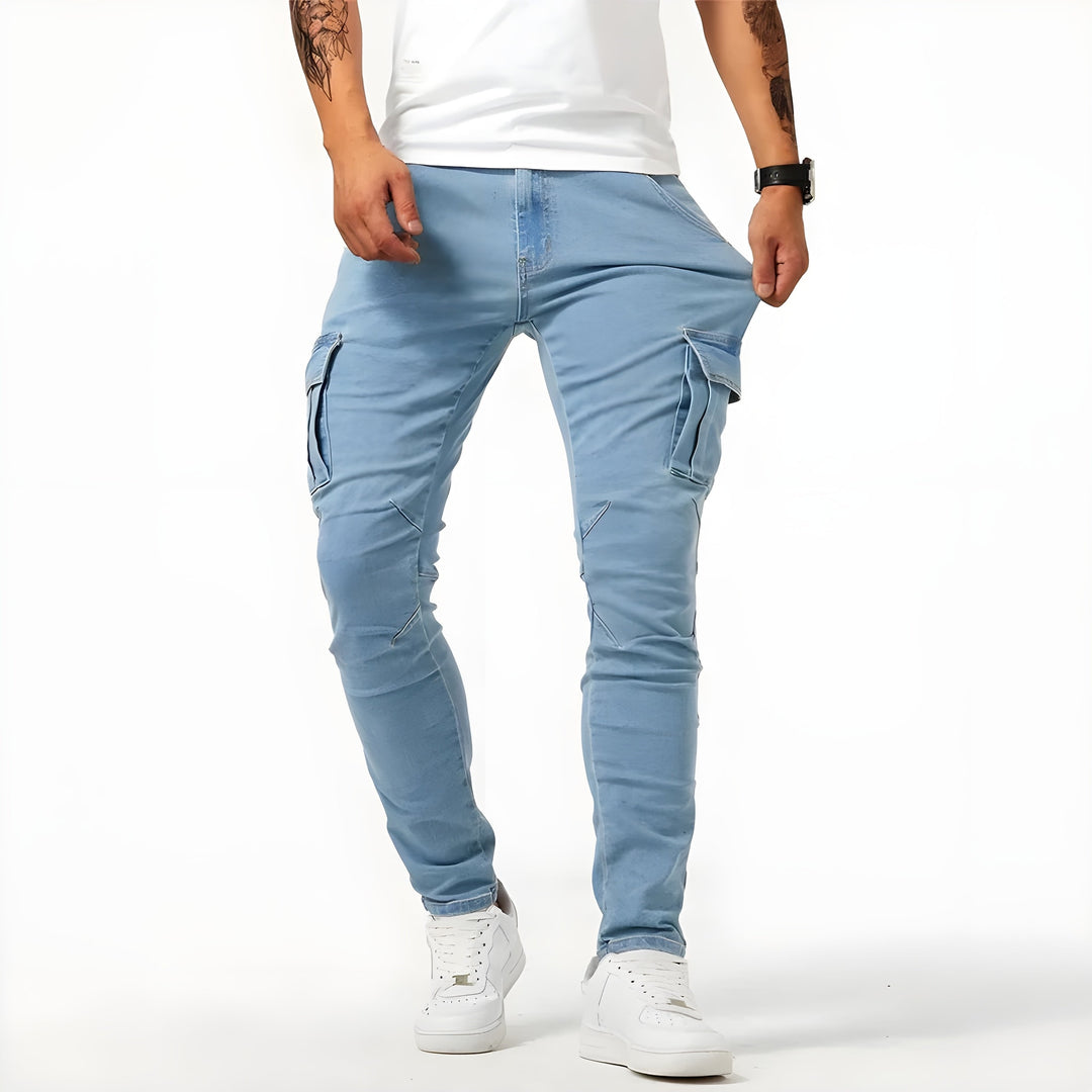 Men’s Cargo Pants in Blue, front view