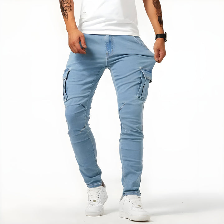 Men’s Cargo Pants in Blue, front view