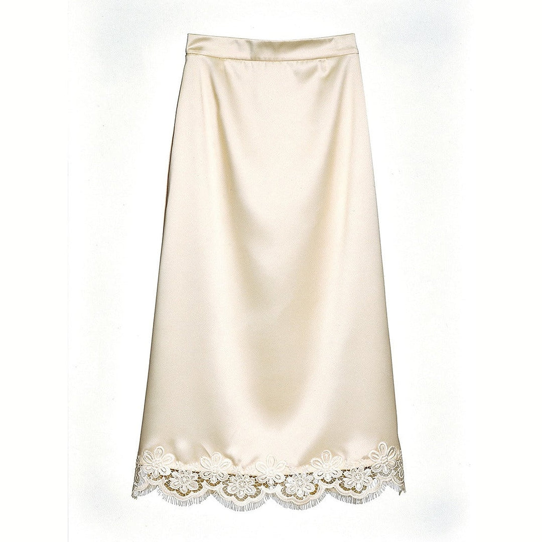 Women’s Satin Skirt in Cream, front view